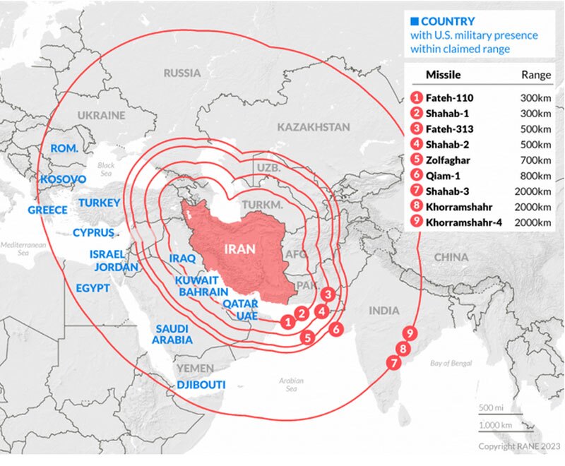 برد موشک های ایران روی نقشه+عکس