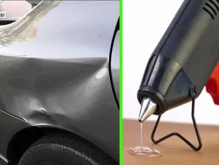 صافکاری ماشین با چسب حرارتی در پارکینگ خونه+ فیلم